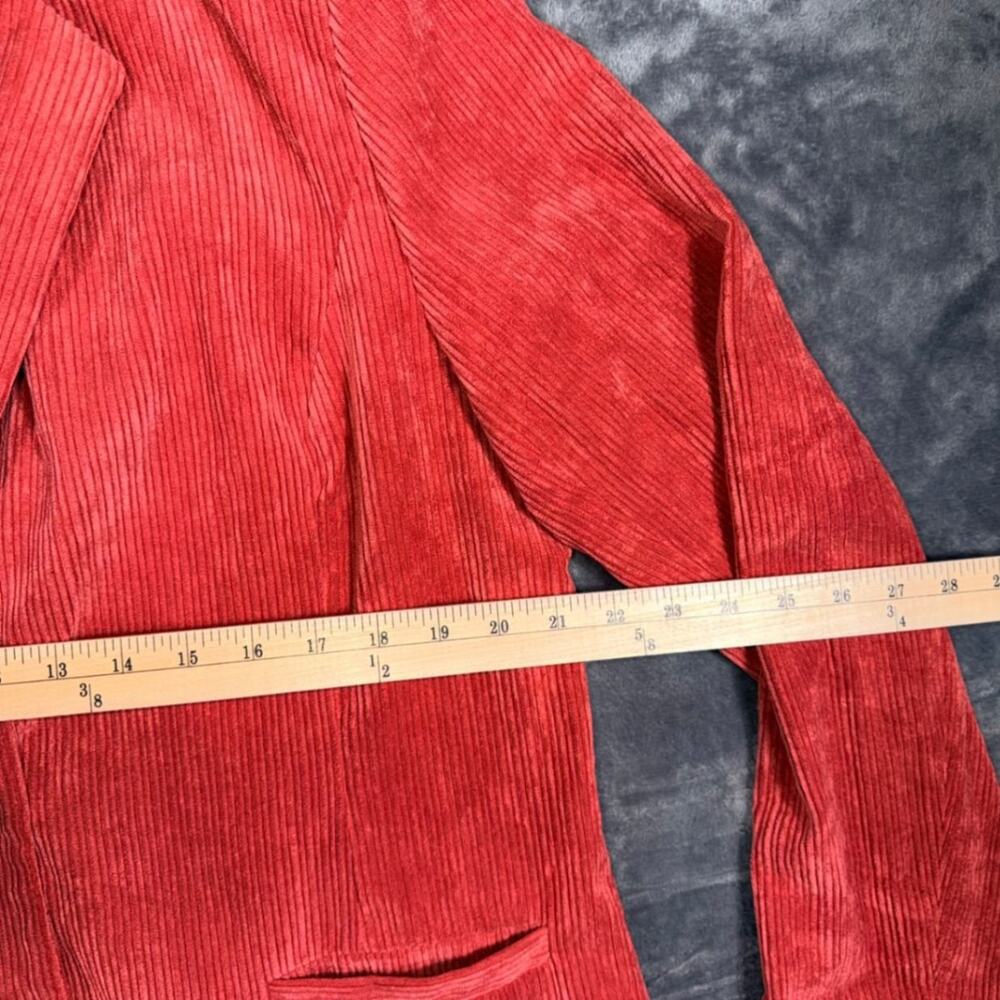 Blue B Collection Womens Blazer Jacket L Coral Red Corduroy Single Button Casual - Picture 4 of 5